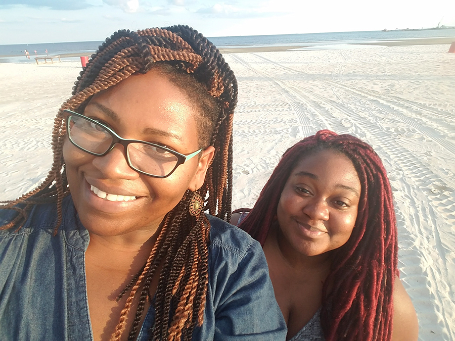 Above (main image): Spring breakers at the 2016 Spring Break Weekend in Biloxi. Photo courtesy of the Sun Herald
Right: Constance Bailey and her friend, Jamaica Scott, in Biloxi Beach. Photo courtesy of the author.